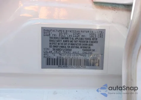 2020 Nissan Sentra Sv Xtronic Cvt from USA, damaged, VIN 3N1AB8CV1LY306948